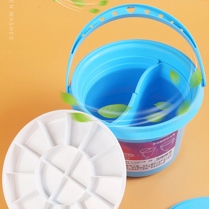 Portable Painting Brush Cleaning Bucket With Palette Multifunctional