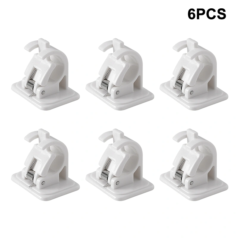 2/4/6pcs Nail-free Adjustable Rod Bracket Holders Self-adhesive Wall Mount  Curtain Pole Wall Brackets For Home Bathroom Hanging Rod Clip White 2 Pack, Wholesale Prices