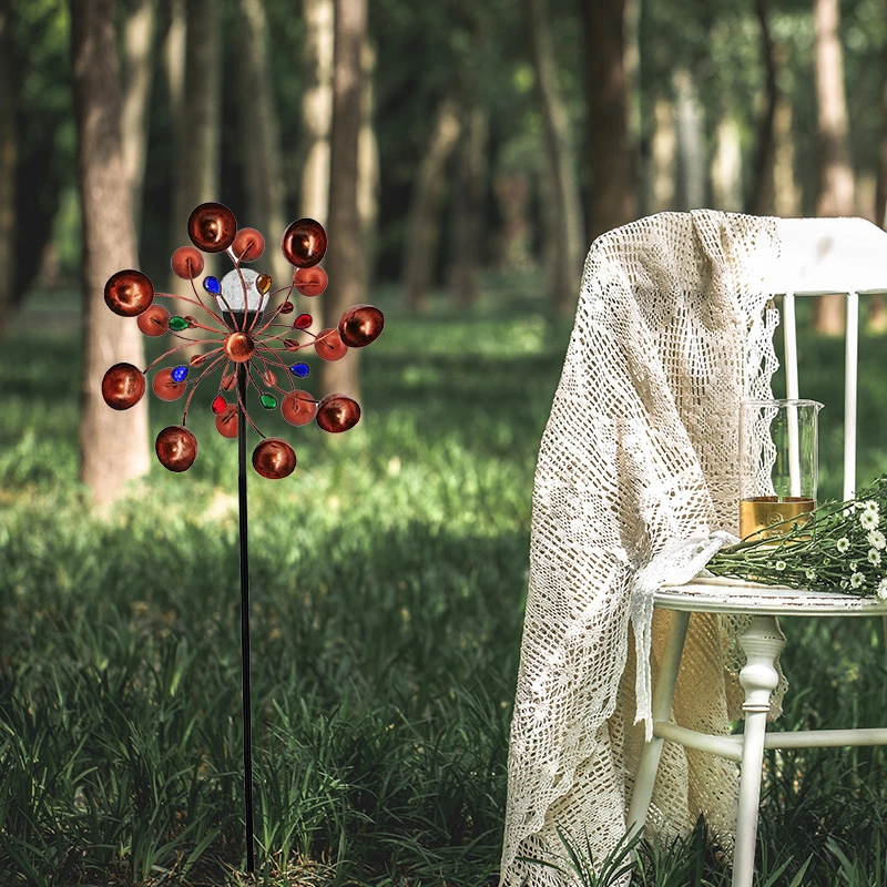 Solar Wind Spinners Outdoor Metal Yard Spinner Double Spiral Solar