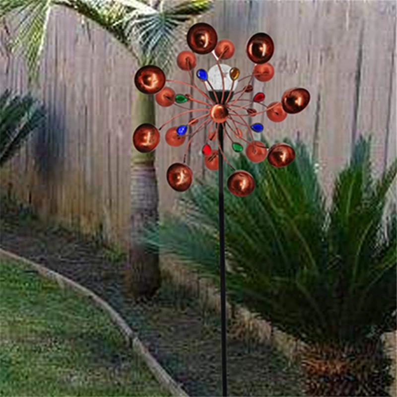 Solar Wind Spinners Outdoor Metal Yard Spinner Double Spiral Solar