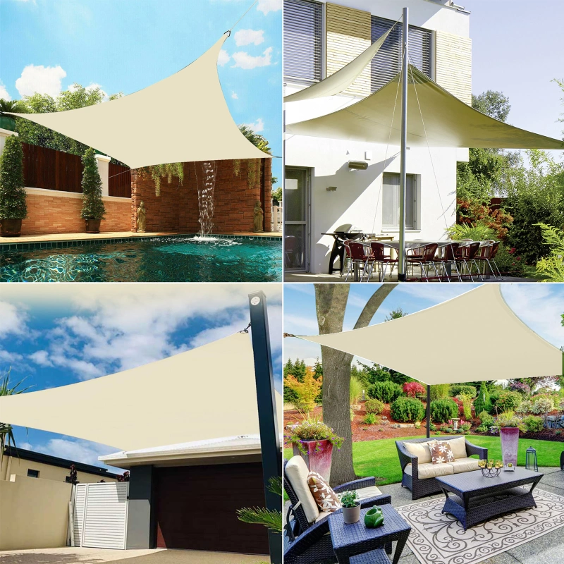 Triangle Sun Shades Sails Canopy With Rope Windproof Rain Proof UV