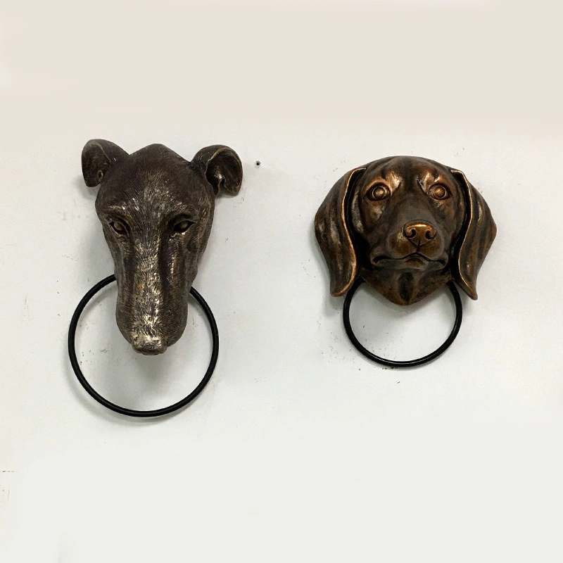 Creative Animals Head Door Knocker HandPanited Resin Crafts Personalized Retro Wall Art