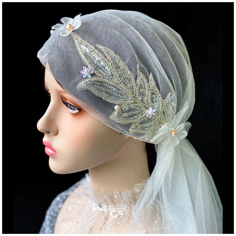 Vintage Women Wedding Veil Floral Lace Applique Elegant Bridal