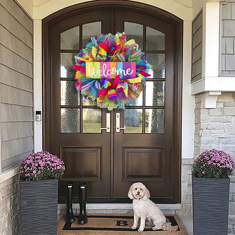 Colorful Rainbow Wreaths Homosexual Pride Garland Front Dood Festival Home Decor Wholesale