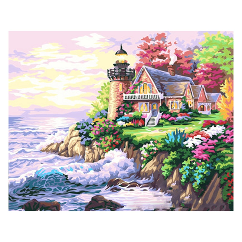 Landscape Painting By Numbers DIY Oil Canvas Painting Wall Art Coloring ...