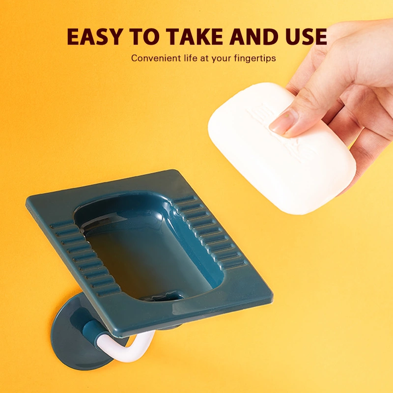 PunchFree Soap Dish Wall Mounted Drain Soap Storage Holder Adjustable Soap Box Purplish Blue