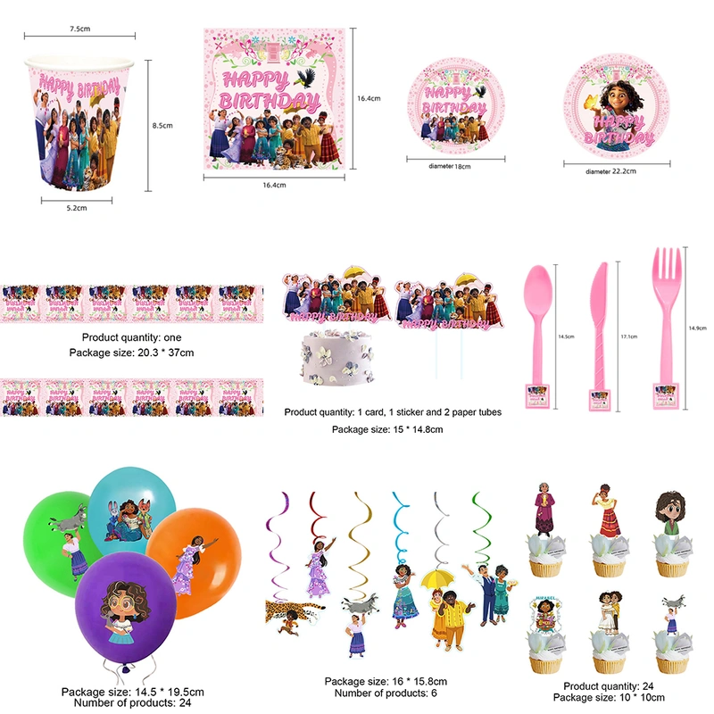 Encanto Party Supply For Girls Cartoon Printed Themed Birthday Party