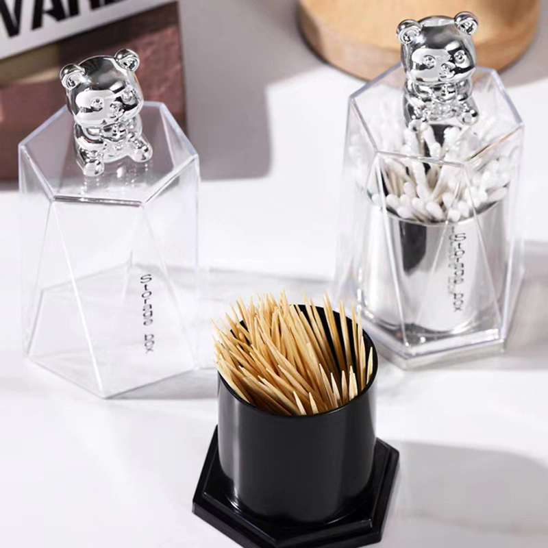 Cute Bear Toothpicks Box Multipurpose Toothpicks Cotton Swab Holder