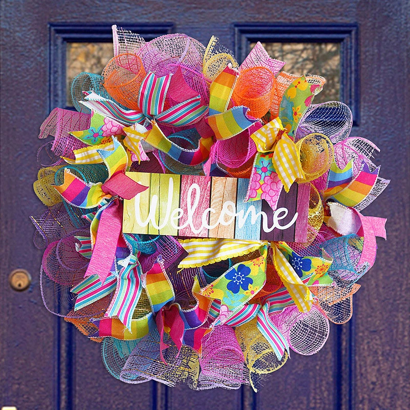 Colorful Rainbow Wreaths Homosexual Pride Garland Front Dood Festival Home Decor Wholesale
