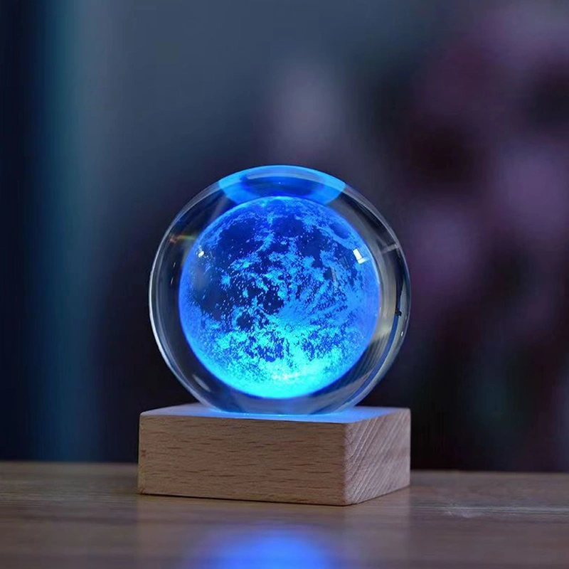 3D Crystals Ball Nightlight Decorlamp Engraved Solar System Glass Ball