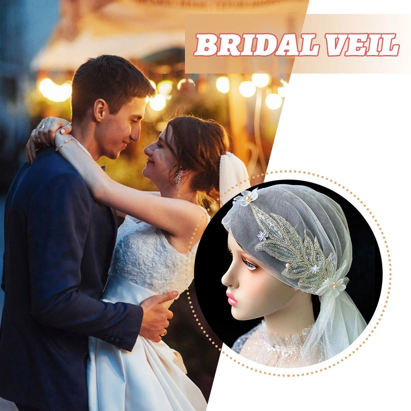 Vintage Women Wedding Veil Floral Lace Applique Elegant Bridal