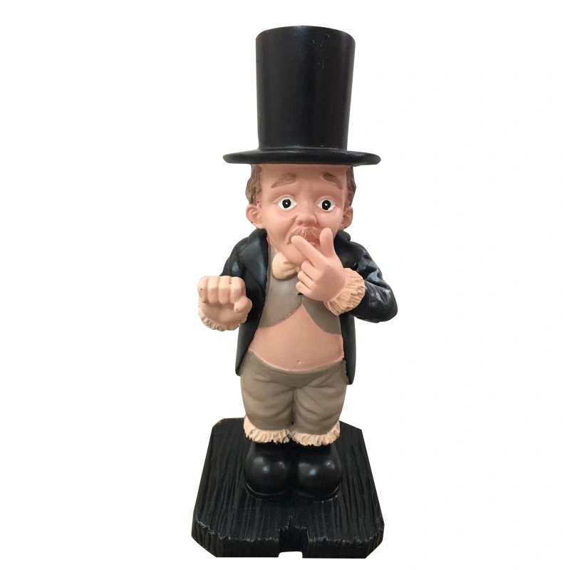 Boy Holding Nose Sculptures With Roll Paper Holder Stand Primitive