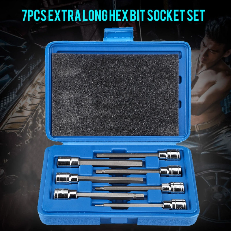 7Pcs Extra Long Hex Bit Socket Set 3/4/5/6/7/8/10 Mm Drive Repair Tool