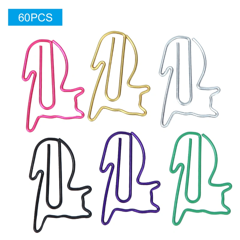 60pcs/box 6 Colors Cute Cat Shaped Paper Clip Memo Note Clips School