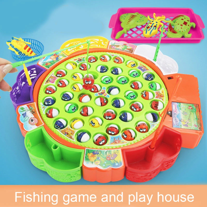 Kids Fishing Game Toy Electric Music Rotating Catch Magnetic Fish