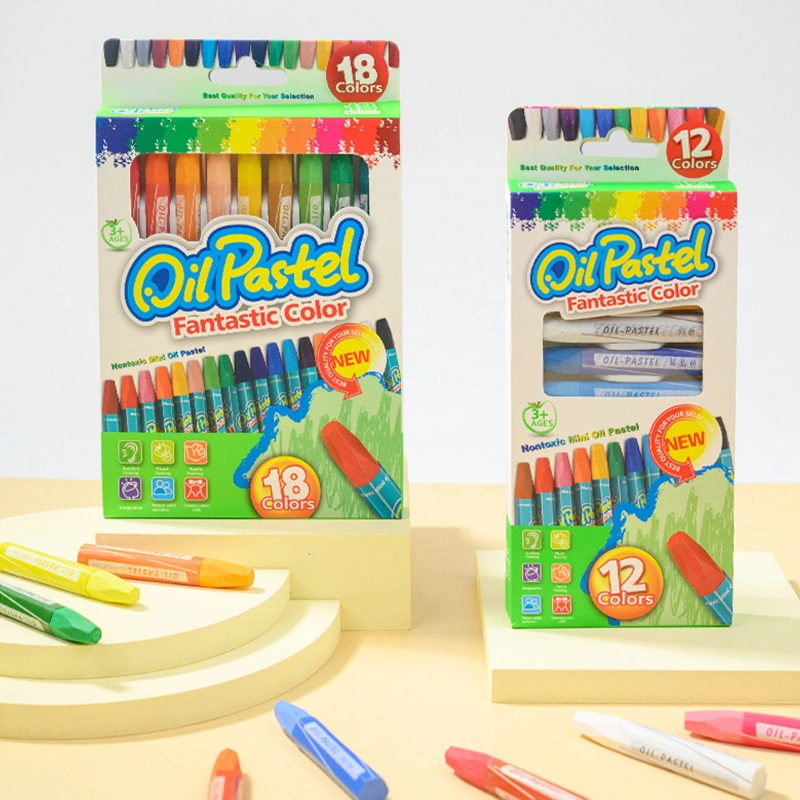 12/18/24/36 Colors Kids Hexagonal Oil Crayons Set Portable Easy Grips