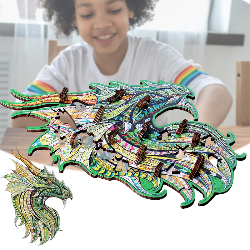 Wooden Jigsaw Puzzles Mysterious Dragon Irregular Shape Puzzle Pieces