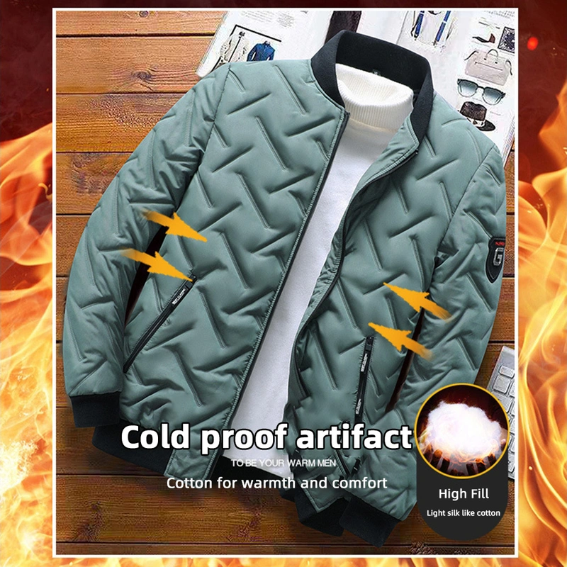 Winter Warm Quilted Jacket Lightweight Down Jacket Men Warm Coat With