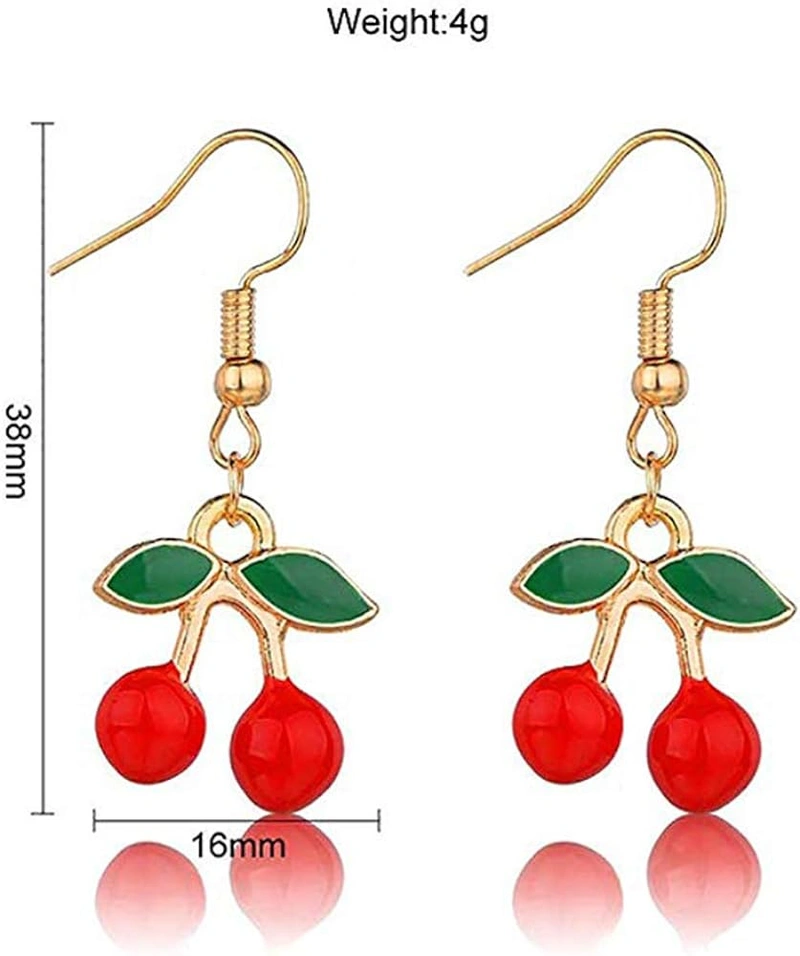 Guo 4 Pairs Creative Assorted Cute Fruits earring Cherry Strawberry