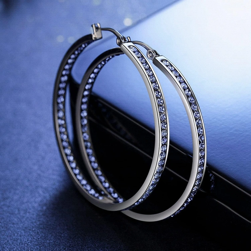Guo 2 Inch Stunning Stainless Steel Mult-colors Cubic Zirconia Hoop ...