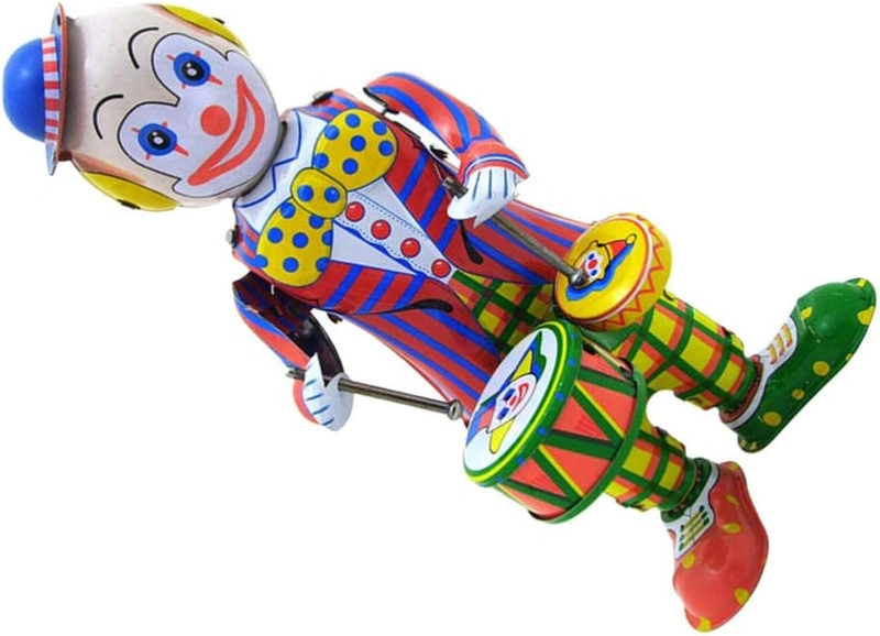 ZCtron Vintage Wind Up Tin Toy Drumming Circus Clown Robot Clockwork Toy Gift Wholesale Prices