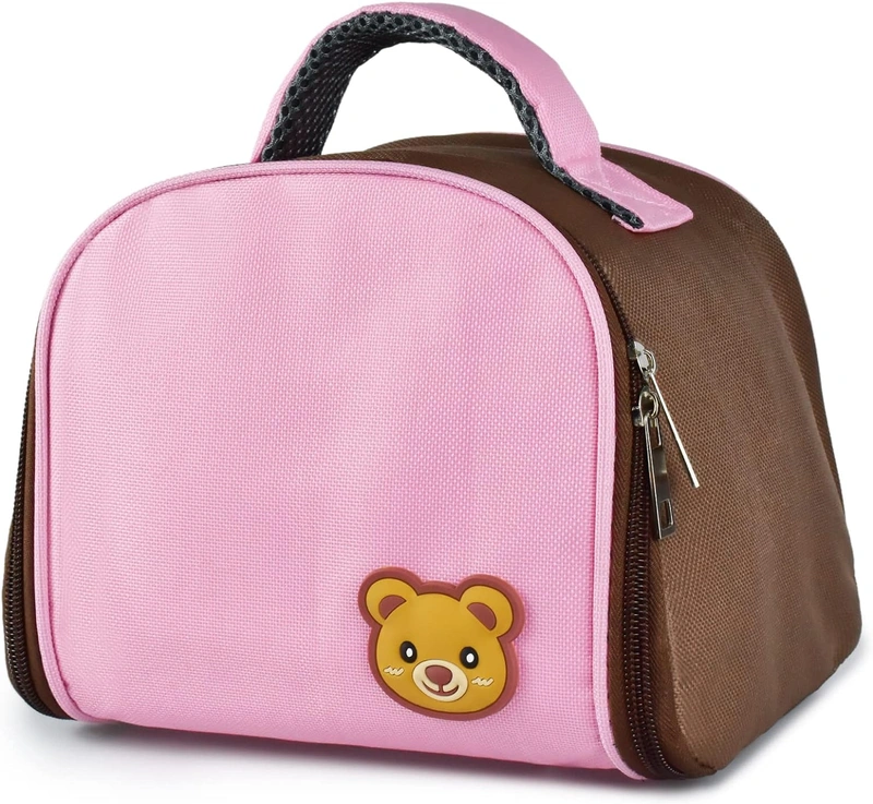 Guo Kids Lunch Bag, Insulated Cute Bear Thermal Cooler Meal Tote for Children Girls, Small