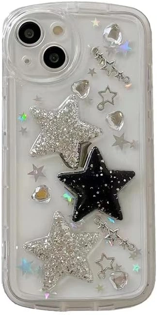 Guo iPhone 13 Pro Case Bling Stars 3D Hearts Diamond Twinkle Star ...