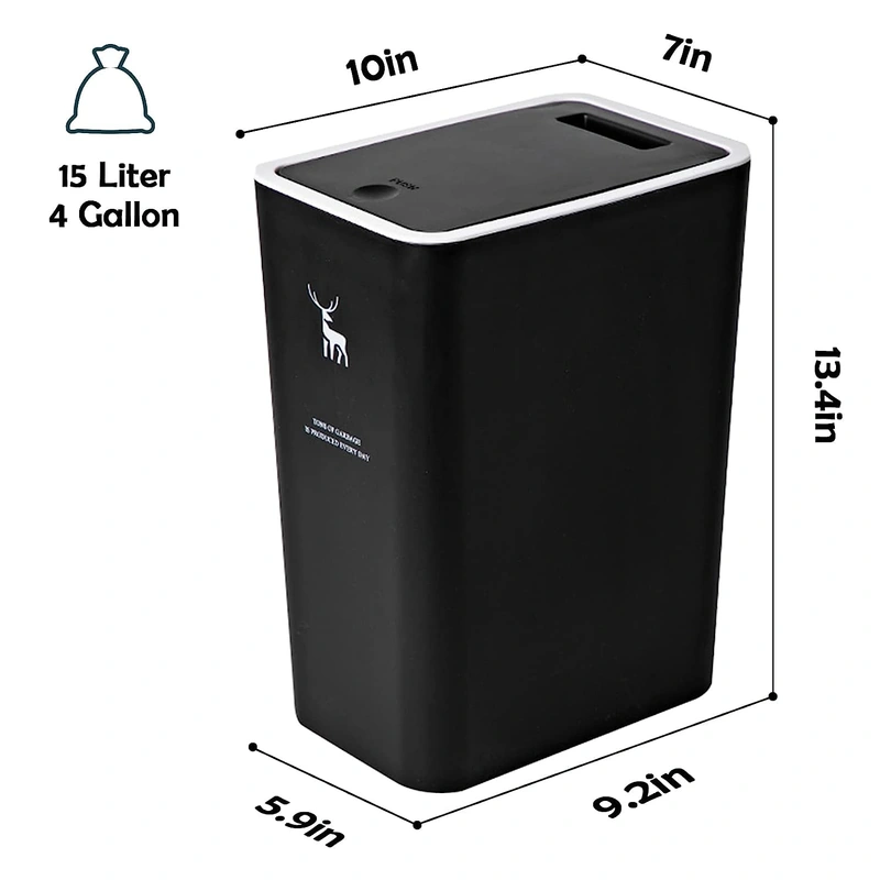 Guo Trash Can with Lid, 2Pack 4 Gallon/15 Liter Trash Can with