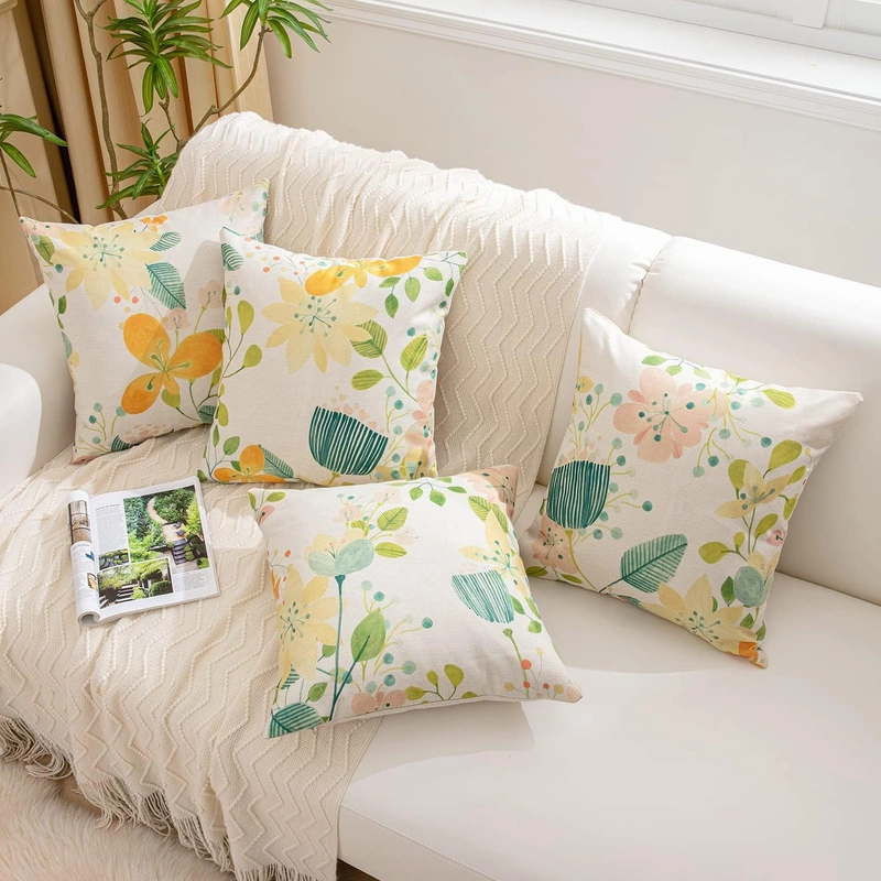 Guo Set of 4 Decorative Throw Pillow Covers 18x18 Inches, Cartoon Fresh