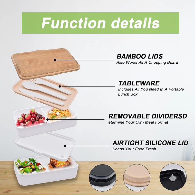 Guo 1200ML Bento Boxes, Japanese Lunch Boxes, 2 Stackable Food