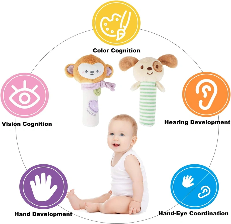 ZCtron Baby Rattles Toys Soft Plush Hand Rattles Hand Grip Toys Stuffed