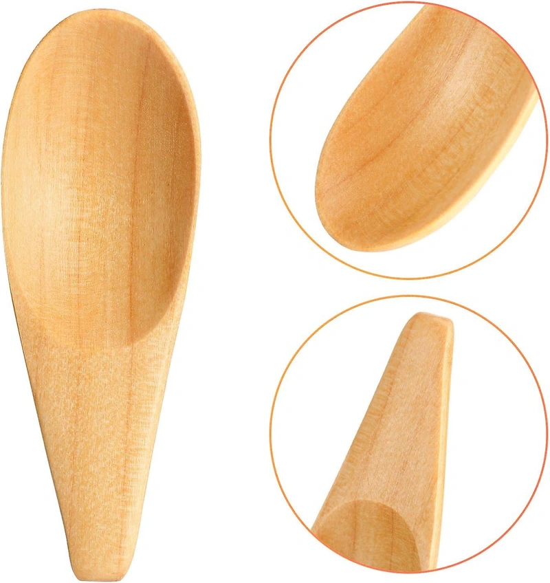 ZCtron 10 Pieces Wooden Scoop Solid Wood Condiment Spoon Mini Wood Salt
