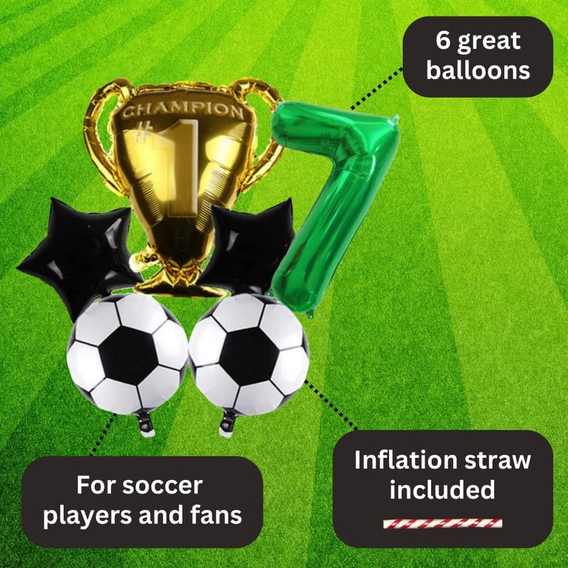 Guo Soccer Party Decorations Champion Set Number 7 Balloon Green