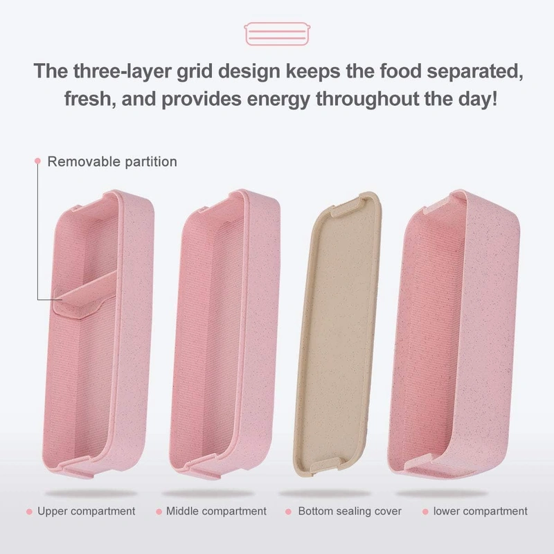 ZCtron Bento Box for Adults Kids,3In1 Meal Prep Container,900ML