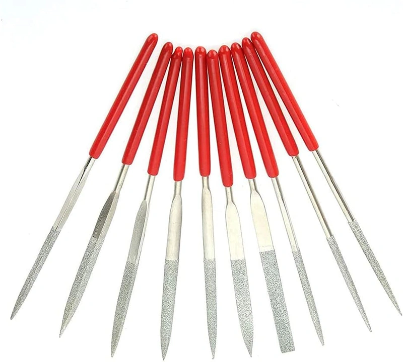 Guo Diamond File Set, 10 Pieces 140mm Mini Modelling Riffler Files 3mm
