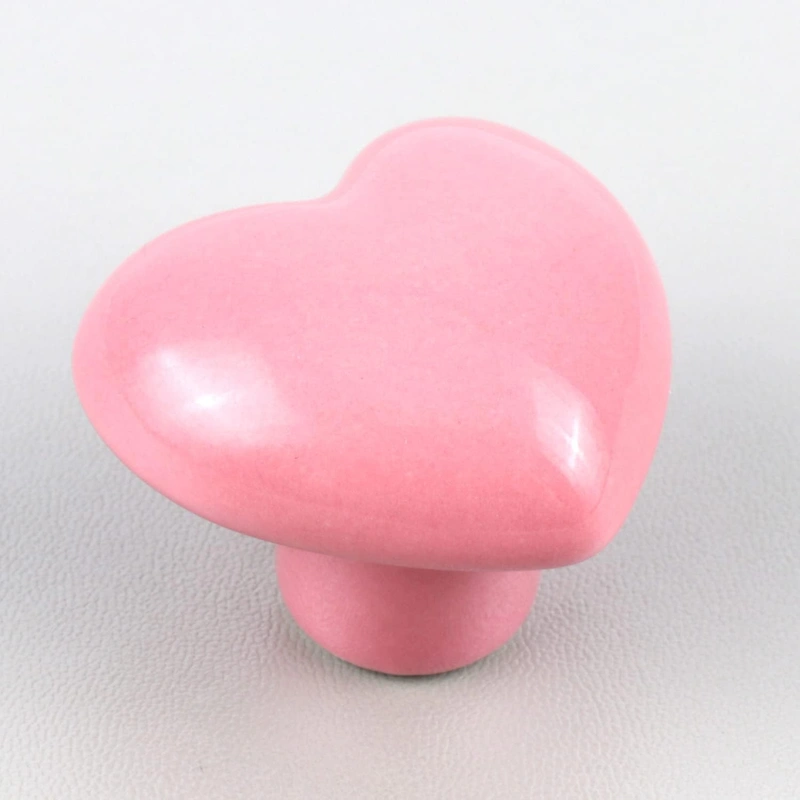 Guo 10 Pieces Door Knobs, Heart Shaped Handle Furniture Knobs Pink