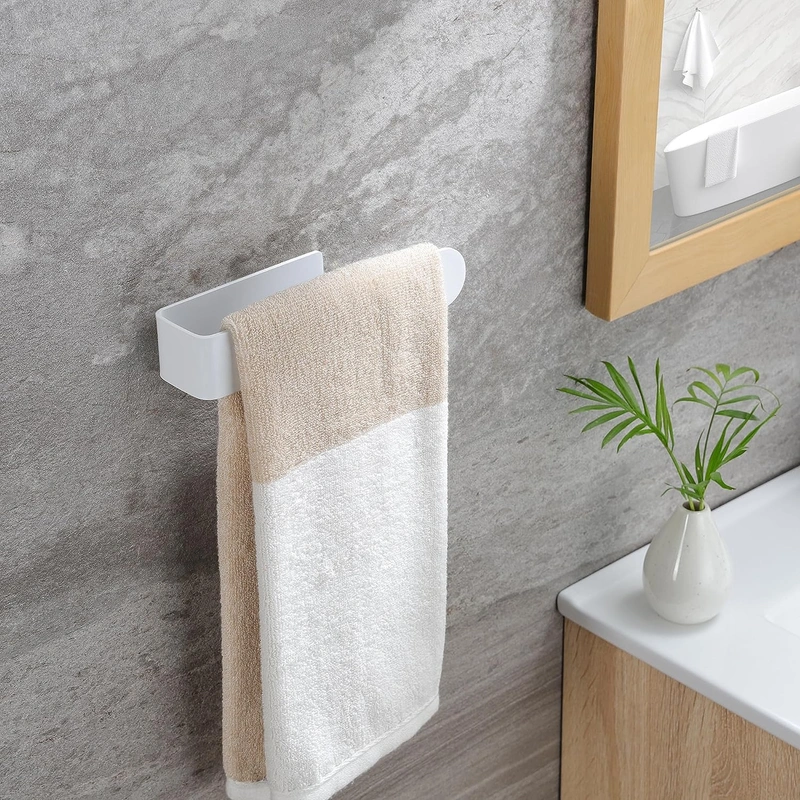 Guo White Towel Rack, Self Adhesive Hand Towel Holder Towel Ring