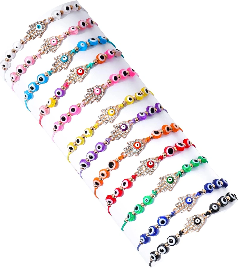 Guo 24/12 Pcs Evil Eye Bracelets Adjustable Red Black String knot