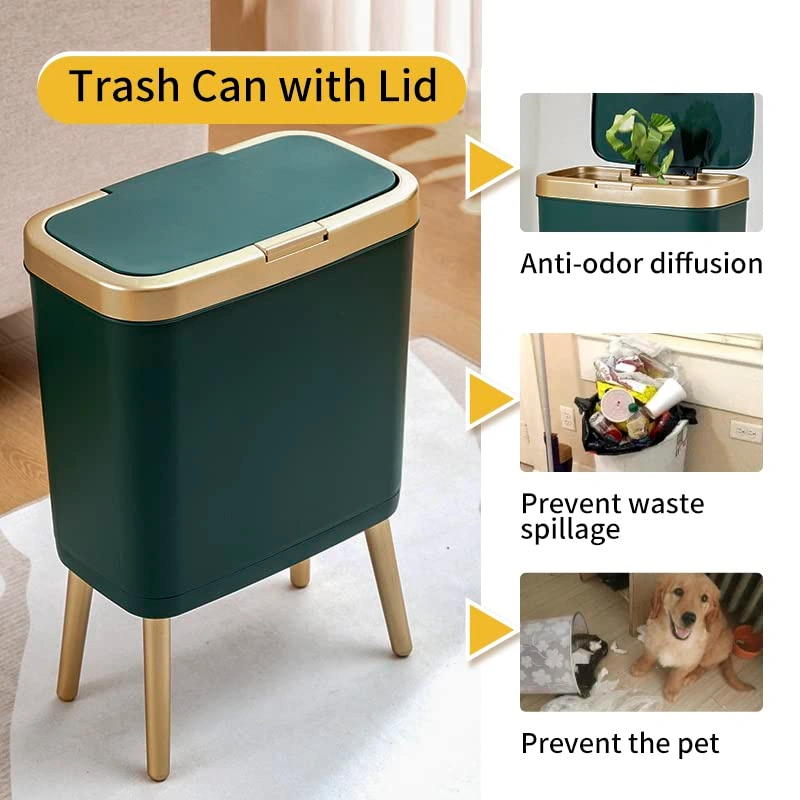 Guo Wastebasket with Lid, Small Bathroom Wastebasket with Lid, Dog