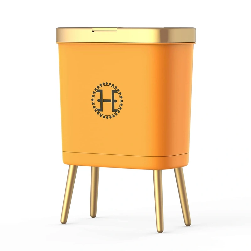 Guo Bedroom Wastebasket with Lid, Slim Bathroom Wastebasket with Lid, Dog Proof Wastebasket with