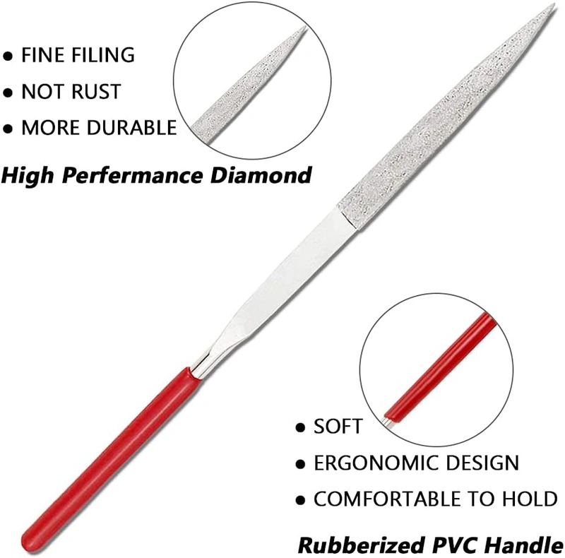 Guo Diamond File Set, 10 Pieces 140mm Mini Modelling Riffler Files 3mm