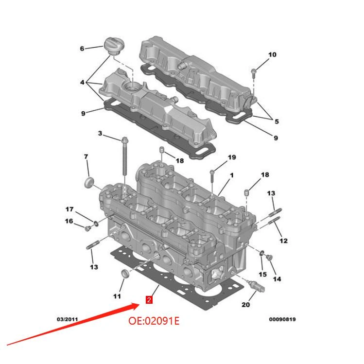 Cylinder Head Gaskets PEUGEOT Peugeot 1.6 Hdi Engine Parts OEM Standard Size Peugeot 206 207 307