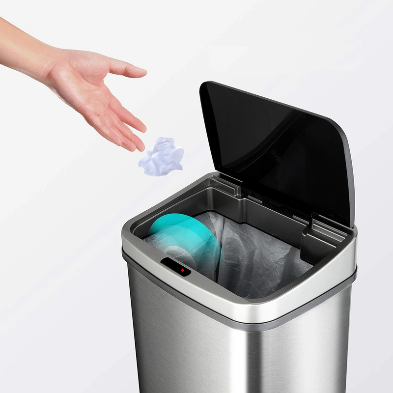 Eco Care 60 Ltr Sensor Opening Bin, Soft Closing Stainless Steel Sensor Bin Silver Wholesale