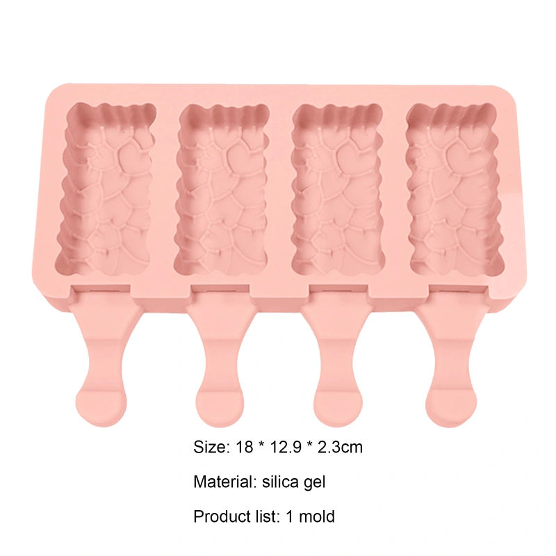 Ice-lolly Mold Lidded Easy to Release 4 Cavities Silicone Handmade Ice ... Pink mold ice machine