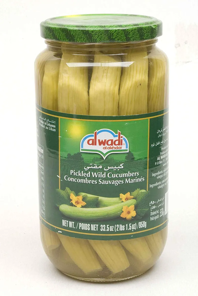 Al Wadi Pickled Wild Cucumbers In Glass Jar 1 kg