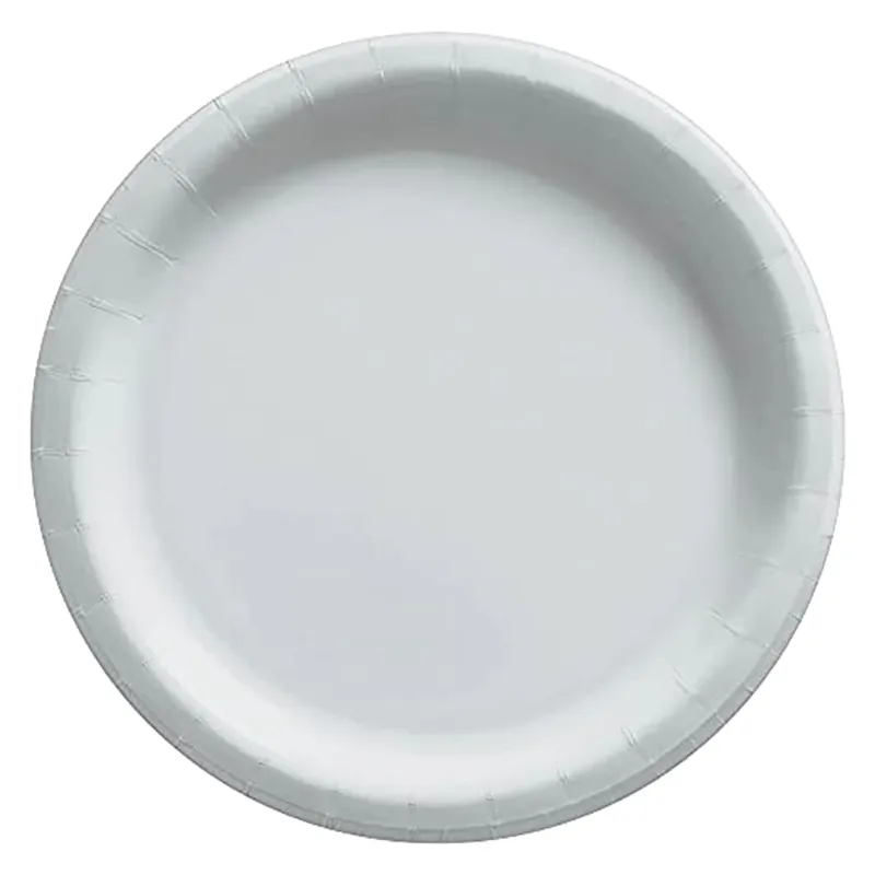 Amscan Round Paper Plate Big Party Pack Silver 7 Inch 640011.18 50