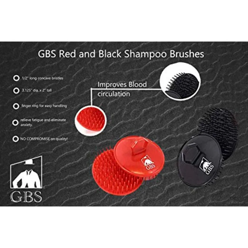 Shampoo Scalp Massage Hair Brush GBS Red and Black Pack of 2