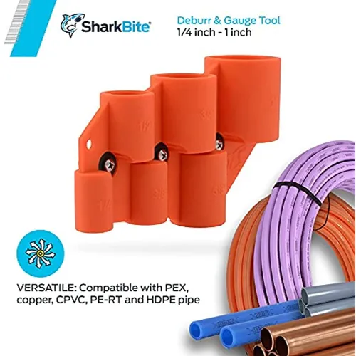 Shark Bite Deburring Pipe And Depth Gauge Tool Orange 0.25 X 1inch