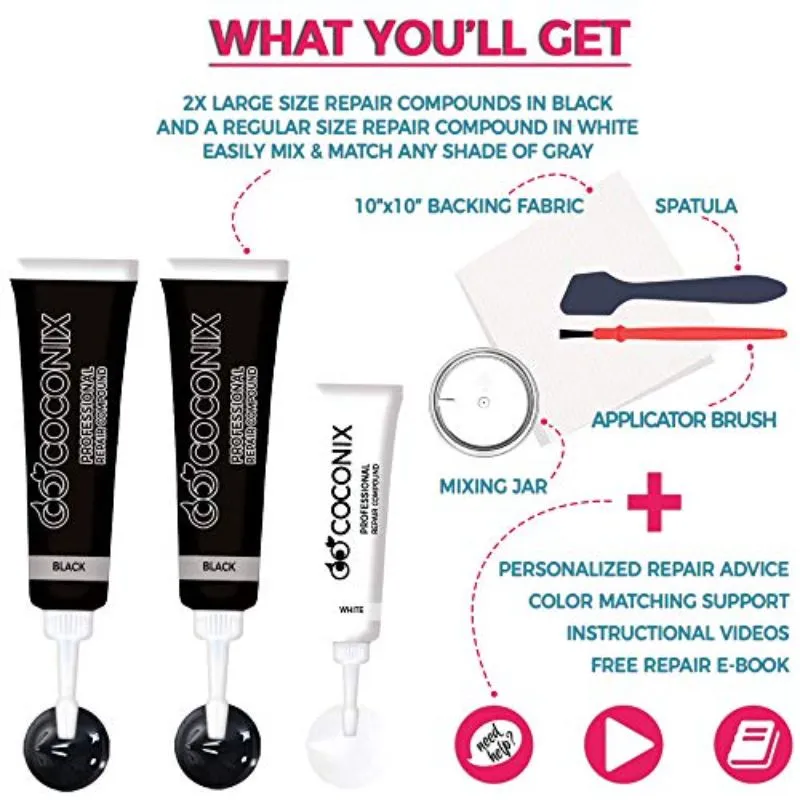 Coconix Black Leather Repair Kits for Couches Vinyl And Upholstery