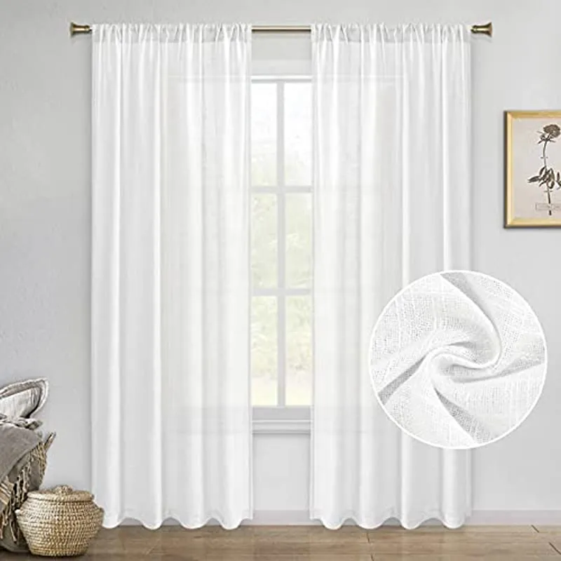 DWCN Bed and Living Room Window Curtain White 52 x 84Inch 2-Piece